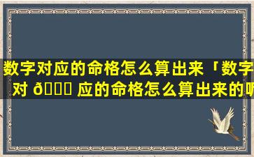 数字对应的命格怎么算出来「数字对 🐟 应的命格怎么算出来的呢」